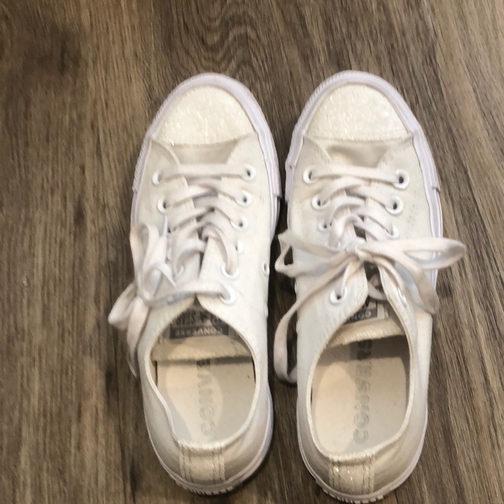White Converse with Glitter